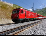 MGB - Schnappschuss der Zahnradlok HGe 4/4 108 mit Regio bei der einfahrt in der Kreuzungsstelle Nätschen am 27.07.2018