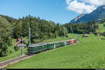 Am 26. August 2018 fand die 5. Fahrt des Zentralschweizer Whiskyzügli statt. Gefahren wurde mit dem  Muni  HGe 4/4 1992 und Mitteleinstiegswagen des Vereins zb Historic von Luzern nach Meiringen und zurück.<br>
Unterhalb der Brünig-Passhöhe kurz nach der Kreuzungsstation Käppeli.