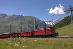 Die FO 36, �ber 80 Jahre alt, zieht am 04.07.2026 den Jubil�umszug, im Rahmen der Feierlichkeiten zu 100 Jahre Furka-Oberalp-Bahn, von Andermatt her zum Oberalppass.