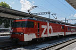 HGe 101 961-1 der Zentralbahn wartet am 29.07.2026 beim Bahnhof Interlaken Ost.