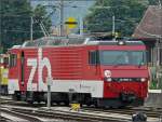 Am 01.08.08 habe ich die HGe 4/4 101 966-0 der ZB im Bahnhof von Meiringen fotografiert.