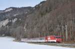 Die HGe 4/4 II 101 965-2  Lungern , A 215-7, B 321-0, B 320-2 und ABt 941-0 erreichen Meiringen am 24. Januar 2010 als IR 2222 Luzern - Interlaken Ost. Diese Komposition dient zur Erprobung der zuknftigen Pendel auf der Engelberger-Linie.
Ab Meiringen fiel der Zug allerdings aus, da der (aufgrund einer Strung ntige) Restart der HGe 101 zu viel Zeit in Anspruch nahm.