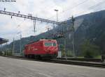 HGe 4/4'' 104 ''Furka'' am 4.8.2012 in Disentis, nachdem sie den Glacier-Express 906 von Zermatt ins Bndner Oberland brachte.