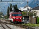 ZB - Lok HGe 4/4 101 965-2 bei Rangierfahrt im Bahnhofsareal von Meiringen am 11.09.2012