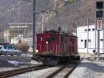 MGB - E-Lok Oldtimer HGe 4/4 32 bei Rangierfahrt im MGB Bahnhof Brig am 16.02.2016