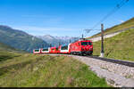 Am 16.07.2022 ist MGB HGe 4/4 II 1 unterwegs mit dem GEX über den Oberalppass