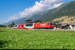 Am 24.07.2022 ist MGB HGe 4/4 II 4 unterwegs mit einem GEX und konnte hier bei Obergesteln aufgenommen werden