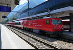 MGB - HGe 4/4 5 mit Regio im Bhf.