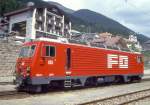 MGB exFO - HGe 4/4II 105 Name: ALPSU am 06.06.1993 in DISENTIS - Zahnrad-LOKOMOTIVE - �bernahme 19.12.1986 - SLM5283/BBC - 1836 KW - Gewicht 64,00t - L�P 14,78m - zul�ssige Geschwindigkeit 90/Z30 km/h