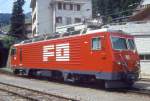 MGB exFO - HGe 4/4II 105 Name: ALPSU am 06.06.1993 in DISENTIS - Zahnrad-LOKOMOTIVE - �bernahme 19.12.1986 - SLM5283/BBC - 1836 KW - Gewicht 64,00t - L�P 14,78m - zul�ssige Geschwindigkeit 90/Z30 km/h