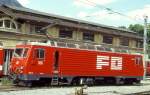 MGB exFO - HGe 4/4II 106 Name: ST.GOTTHARD am 13.06.1995 in BRIG - Zahnrad-LOKOMOTIVE - �bernahme 04.07.1989 - SLM5392/BBC - 1836 KW - Gewicht 64,00t - L�P 14,78m - zul�ssige Geschwindigkeit 90/Z30