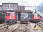 Lokparade vor dem Cargo Depot Erstfeld anlsslich des Jubilums  125 Jahre Gotthardbahn  mit der Ae 6/6 610 463-2; Re 4/4III 11364 und der Re 6/6 620 068-8