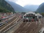 Das Bahnhofsareal Erstfeld whrend des Jubilums  125 Jahre Gotthardbahn . (Aufgenommen am 09.09.2007)