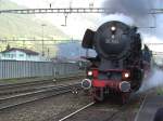 Die BR 01 1066 bei der einfahrt in den Bahnhof Erstfeld.