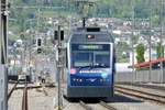 ASM Be 4/8 114  Saturn  am 28.4.18 bei der Ausfahrt in Niederbipp, als Shuttle zwischen Oensingen und Niederbipp.