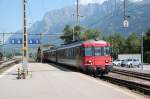 Ersatzzug IC nach Chur mit Triebwagen RBe 540 036-1  als Zugpferd  am 22.07.13 bei der Einfahrt in Landquart.Die Triebwagen verkehren als Lok und sind fr Reisende geschlossen.