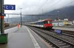 Ersatz IR 1428 (Dispo Lausanne) mit dem fhrendem BDt EWII 50 85 82-33 933-1 bei Einfahrt in Martigny, 11.01.2013.