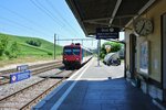 Bt 50 85 29-35 954-1, AB EWI 50 85 30-35 600-7 und RBDe 562 000-0 erreichen soeben als R 11246 den westlichsten Bahnhof der Schweiz, la Plaine, 20.07.2016.