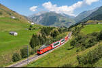 MGB HGe 4/4 II 106 / Hospental, 24. Juli 2022<br>
Glacier Express 901 St. Moritz - Brig