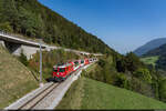 RhB Ge 4/4 II 614 / Disla, 1. Oktober 2023<br>
Glacier Express 905 St. Moritz - Zermatt