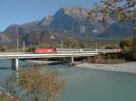 SBB  EC  Rembrandt  Chur-Amsterdam auf der Rheinbrcke bei Bad Ragaz,22.10.00  