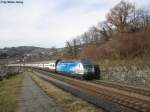 Re 460 024-3 ''Zugkraft Aargau II'' am 16.3.2013 bei Bossière mit dem IC 735 nach St.Gallen.