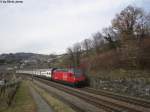 Re 460 037-5 ''Sempacher See'' am 16.3.2013 oberhalb Bossière als IR 2535 nach Luzern.
