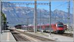 Doppelrailjet in Buchs SG mit Steuerwagen 80 90 707 Spirit of Hungary.