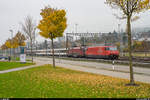Testfahrten mit RailJet und SBB-EC-Wagen am 7. November 2020 zwischen St. Margrethen und Rorschach. Re 460 038 mit der geschleppten Komp in Rorschach GB.