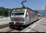 SOB - Lok 456 095-9 an der Spitze des einfahrenden Voralpenexpress im Bahnhof von Arth-Goldau am 24.08.2019