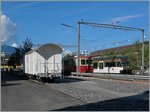 Nocheinmal, nun bei besserem Licht, der GFM K3 als  Nestle  Werbewagen in Vevey; im Hintergrund der CEV BDeh 2/4 und GTW Be 2/6.