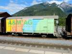 RhB - Gterwagen P 10067 im Bahnhof Reichenau-Tamins am 20.09.2013