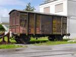 SBB - Ausrangierter Güterwagen vom Typ Gklm-v 42 85 114 5 103-4 abgestellt in Rothenburg an der Strecke Olten - Luzern am 24.08.2014