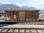 SBB - Ehemaliger Werkzeugwagen von St.Gallen X 40 85 94 46 802-2 beim eingang zum Gterbahnhof von Buchs/SG am 13.04.2008