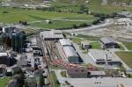 Blick aus einem Zug der MGB auf den Bahnhof Andermatt.28.08.11