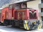 MGB - Diselrangierlok Tm 2/2 74 im Bahnhof von Zermatt am 18.04.2007