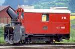 FO - X rot e 4932 am 28.05.1992 in DISENTIS - nicht selbstfahrende elektrische SCHNEESCHLEUDER - Baujahr 1942 - SLM3812/MFO/SIG - Gewicht 16,00t - LP 5,89m - zulssige Geschwindigkeit km/h 45 -