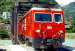 MGB FO-GLACIER-EXPRESS G 903 von St.Moritz nach Zermatt am 17.06.1995 auf der Rotten-Brcke in Brig mit FO-Zahnrad-E-Lok HGe 4/4II 105 - RhB B 2422 - FO A 4064 - FO B 4256 - FO AS 4024 - RhB B 2425 -