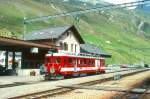 MGB FO-REGIONALZUG 441 von Andermatt nach Realp am 24.08.1997 in Realp mit Zahnrad-Triebwagen BDeh 2/4 45 solo.