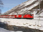 Die Gepacktriebwagen Deh 4/4 22 (ex-BVZ), hier zwischen Täsch und Zermatt, 04-02-2010