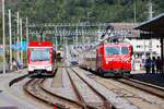 Matterhorn Gotthardbahn HGe 4/4 II Lok 105 am 09.07.26 in Brig mit dem Glacier Express