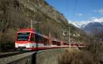 Zwei MGB Kometen nach Zermatt kurz vor Stalden.