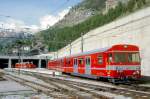 MGB BVZ PENDELZUG 50 von Zermatt nach Tsch am 23.05.1997 Ausfahrt Zermatt mit BDtk 2232 - BDk 2237 - Zahnrad-Triebwagen BDeh 6/6 2032.