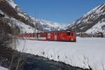 Deh 4/4 I 23 zieht am 23.02.2014 den R 235 von Täsch Richtung Zermatt.