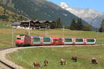 Glacier-Express PE903 (St. Moritz - Zermatt) unterwegs kurz vor dem Bahnhof Gluringen. 03.09.2013 - 14.48. Canon Eos 5D Mark II. EF - 135mm f/2L USM.