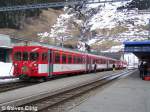 MGB Pendelzug abfahrbereit zur Fahrt nach Brig, Andermatt 16.2.2011