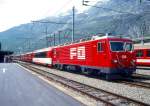 MGB FO-GLACIER-EXPRESS C 904 von Zermatt nach Davos Platz/St.Moritz am 01.06.1993 in Andermatt mit FO-Zahnrad-E-Lok HGe 4/4II 104 - FO AS 2025 - RhB B 2425 -  RhB WR 3815 - BVZ AS 2013 - RhB B 2426 -