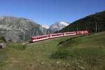 Regio nach Andermatt hat soeben die Station Ntschen verlassen und hat sich bereits in die Zahnstange System Abt eingeklinkt, um die 110 Promille steile Rampe hinunter nach Andermatt in Angriff zu