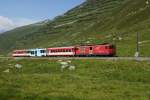 Deh 4/4 II 91 befindet sich am 19.07.2014 zwischen Nätschen und Oberalppass.