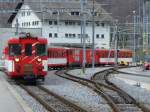 Einfahrender Regionalzug der MGB in den MGB Bahnhof von Brig am 10.03.2007